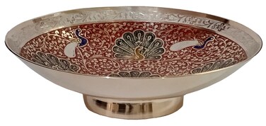 Purpledip Metal Bowl Serving Plate: For Dry Fruits, Sweets Or Candies Or Decor Piece (12571A)