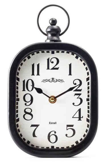 Ezrall Small 11 Inch Silent Non-Ticking Retro Wall Clock Rustic Chic Rectangle Metal Wall Clock Antique Style Decorative Wall Clock for Kitchen/Bedroom/Living Room/Bathroom Black