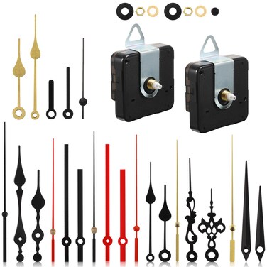 Outus 2 Pieces Quartz Clock Movement Mechanisms Non Ticking Clock Mechanism with 8 Clock Hands Sets of DIY Movement Kits Replacement (13 mm)