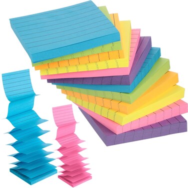12 Pads Pop Up Post Notes 3x3 Refill Pop Up Sticky Notes with Lined Bright Colors Self-Stick Post Notes Easy to Post for Office Shool Home