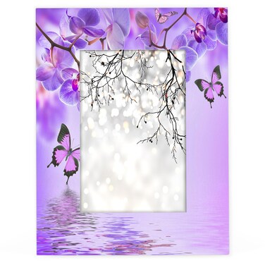 Mardesigns Flower Purple 8x10 Picture Frame, Butterfly Wall Gallery Photo Frames Fits 6x8 &amp; 8 x10 Picture for Table Top Display and Wall Photo Frame