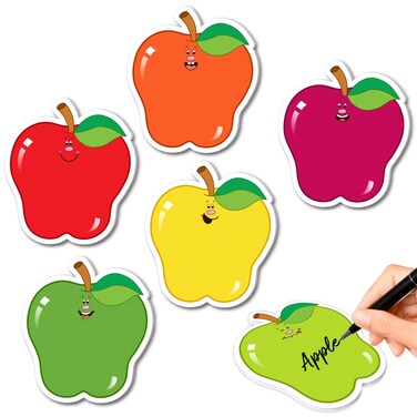 AnyDesign 480 Sheets Apple Sticky Notes Apple Shape Post Notes Colorful Note Pads Back to School Memo Sticky Tabs Cute Expressions Notepads Easy to Post for Stationery Office Home Supplies, 6 Designs