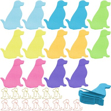 420 Sheets Cute Dog Sticky Notes and 14 Pcs Dog Paper Clips Set, Cartoon Animal Self-Stick Notes Index Tabs Dog Shape Memo Pads Index Tabs for Women Girls Office Work School Supplies
