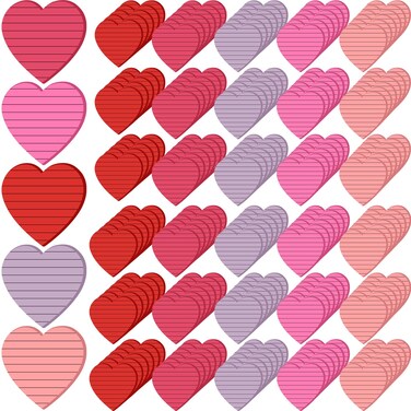 Glenmal 200 Pack 10000 Sheet Valentine's Day Heart Shape Lined Sticky Notes 3 x 3 Inch Cute Sticky Notes Self-Adhesive Pastel Heart Notepads Memo Stickers for Reminders Office School
