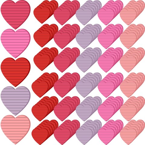 Glenmal 200 Pack 10000 Sheet Valentine&#39;s Day Heart Shape Lined Sticky Notes 3 x 3 Inch Cute Sticky Notes Self-Adhesive Pastel Heart Notepads Memo Stickers for Reminders Office School