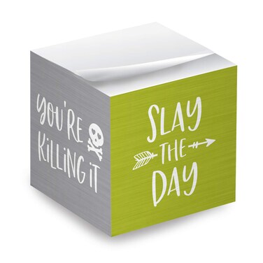 Motivational Sticky Note Cube / 600 Sheets / 2.75" Memo Block Printed on 4 Sides/Bright Empowering Messages