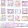 Geyee 480 Sheets Cute Sticky Notes Kawaii Note Pads Fun Sticky Notes Memo Pads for Office Kawaii School Supplies Watercolor Sticky Notes Computer Self Stick Note 12 Styles