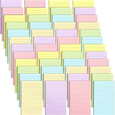 Seajan 48 Pcs Lined Sticky Notes 4 x 6 Self Stick Note Pads 6 Bright Colors Pastel Ruled Colorful Strong Sticky Memo Pads Its Strong Adhesive for School Home Office Supplies 50 Sheets Pad
