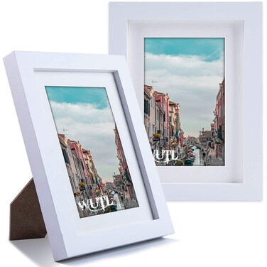 Picture Frames 5x7 White 2 Pack Nature Solid Wood for Wall Mounting and Tabletop Display