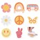 Whaline 8 Packs Groovy Retro Sticky Notes Boho Hippie Self-Stick Note Pads Colorful Rainbow Flower Self-Adhesive Memo Pads Easy to Post for Reminder Stationery Studying School Office Home Supplies