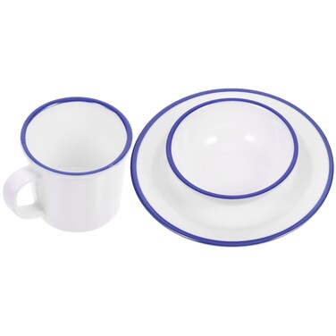 Luxshiny Melamine Plate Mug Bowl Set Contains Melamine Ware Bowl Dinner Serving Dish Faux Enamel Mug Camping Cup for Home Restaurant White