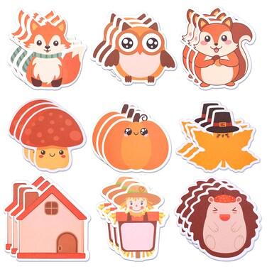 36 Pack Cute Notepads,Fall Pumpkin Sticky Notes 720 Sheets Animal Fox Bear Hedgehog Harvest Shape Self-Stick Notes Pads Autumn Gift Writing Memo Pads Page Marker School Classroom Office Home Supplies