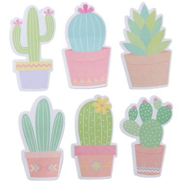 dohobby 6Pcs Cute Cactus Shaped Sticky Notes, Creative Plant Self-Stick Notes Pads,Writing Memo Pads for Office Home (120 Sheet)