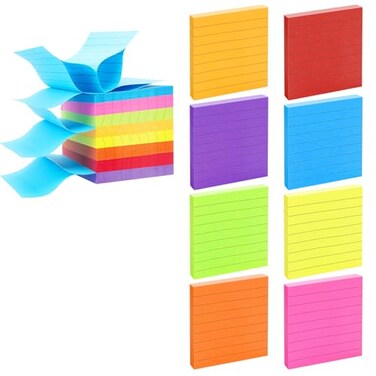 16 Pack pop up Lined Sticky Notes Bulk 3x3,Self Stick Notes with Lines Bright Ruled Post Stickies Sticky Notes Self Adhesive Memo Papers with Lines for Office, Home, School, Meeting