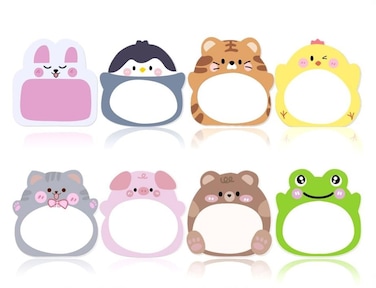 24 Pads Cute Animal Shaped Sticky Notes 8 Cute Patterns 3 Pads of Each Kawaii Self-Sticky Notes Memo Pad for School Office Home Kids Students Roommates Tab Gifts