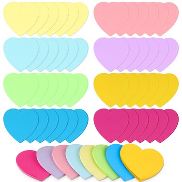 Teling 48 Pcs Heart Sticky Notes, 2160 Sheets Heart Shaped Sticky Notepads, 3 x 3 Cute Self Sticky Notepads Colorful Power Heart Note for Valentine's Day Office School and Home Reminders, 8 Color