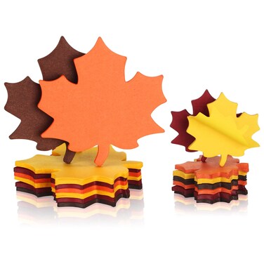 400 Sheets, 16 Pack Maple Leaf Sticky Notes Cute Leaf Shaped Sticky Notes Leaf Paper Self Sticky Notepads Leaf Sticky Notes Memo Pads for Office Classroom Home, 2 Size, 4 Colors