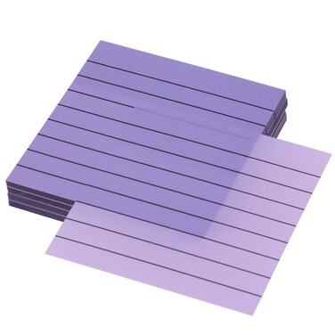 ONLYKXY 4 Pack Transparent Sticky Notes 7.6x7.6CM Self-Stick Book Tabs 200 Sheets Waterproof PET Markers Sticky Notes Pad (Grayish Purple - with Line)