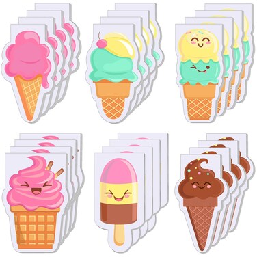 Teling 24 Pcs Ice Cream Party Favors Ice Cream Notes Small Cute Notebook Ice Cream Cones Pocket Notebook Mini Pocket Notepad for Office Class Gifts Rewards