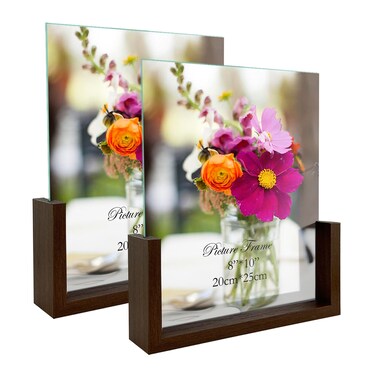 RLAVBL 8x10 Picture Frame Set of 2, Rustic Glass Photo Frames with Base for Tabletop Display