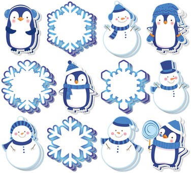 Whaline 24Pcs Christmas Sticky Note 12 Designs Winter Cartoon Self-Stick Notepads Snowman Snowflake Penguin Decorative Memo Pad Notes Removable for Xmas Work Study Home Office Classroom