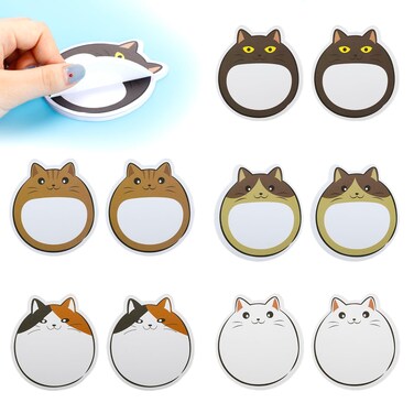 5 Packs Cat Theme Sticky Notes Kawaii Cartoon Animal Sticky Notes Self-Stick Memo Note Set Writing Pads Page Marker Notepad for School, Home, Office and Package