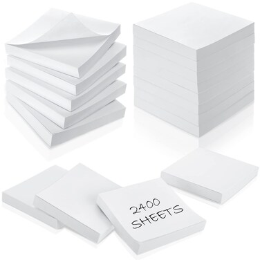 Sabary 2400 Sheets White Sticky Notes 3 x 3 Inch Self Stick Notes Pads Easy Post Note Pads for Office Home Studying Supplies, 24 Pads, 100 Sheets/Pad, Individual Package