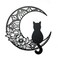 EYONGLION Black Cat And Moon Wall Art,Moon Phase Wall Art,Black Cat On The Moon Wall Pediments,Black Cat Wall Sculpture For Cats Lover