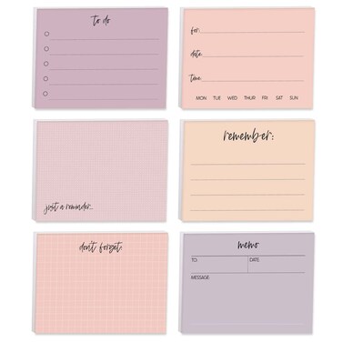 Feminine Reminder Fill in Sticky Note Pads / 4" x 3" Pink Purple Sticky Notes/Set of 6 Pads / 50 Sheets Per Pad/Trendy Gift Idea/Made in The USA