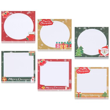 Cute Christmas Sticky Notes 3x3in Kawaii Xmas Sticky Notes-6 Designs, 6 Packs 100 Pages/Pack, 600 Pages in Total - Adorable Festive Designs, Smooth Writing