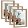 Trwcrt 5x7 Picture Frame Set of 4, Double Glass Floating Photo Frames Display up to 7 x 9 Photos for Tabletop or Wall Hanging, Natural