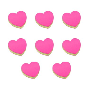 Heart Shape Sticky Notes Colorful Bright Sticky Memo Pads 100 Sheets per Pad 8 Pcs