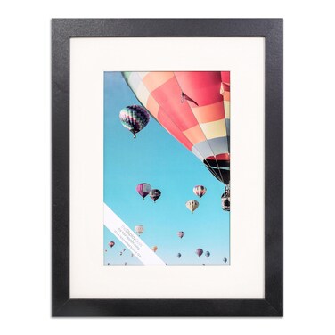 The Display Guys - Minimalist Wooden Picture Frame w. Tempered Glass - 12x16 matted to 8x12 - Wall Hanging - Black