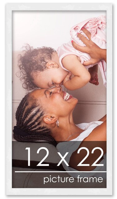 Poster Palooza 12x22 Frame White Solid Pine Wood Picture Frame   UV Acrylic, Foam Board Backing &amp; Hanging Hardware