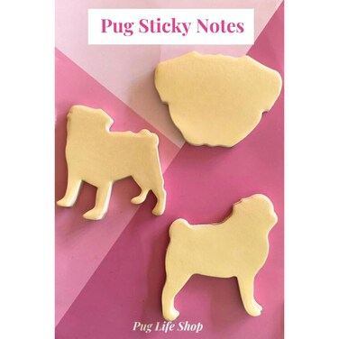Pug Shaped Sticky Notes, Includes 150 Sheets, 3 Pug Dog Shape Designs, Pug Lover Novelty Gift, Pug Life Shop