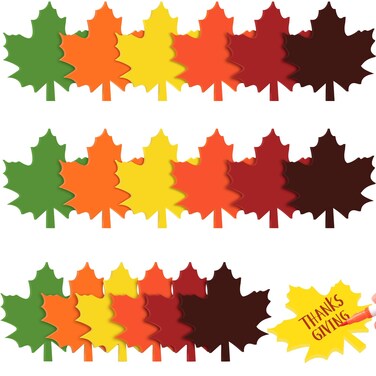 Glenmal 540 Sheets Fall Leaf Sticky Notes Autumn Sticky Notepads Maple Leaves Shape Self Stick Cute Colorful Maple Leaf Note Memo Pad for Thanksgiving Write Office Home, 3.15 Inch 18 Pads 6 Colors