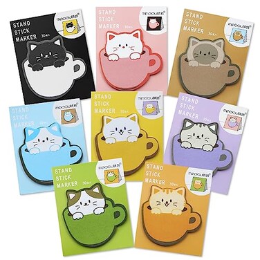 240Pcs Cat Sticky Notes Cute Sticky Tabs, Self-Stick Pads, Memo Notes Stationery, 30 Sheets/pad, Office School Study Supplies for Students Teachers