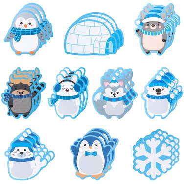 ANGOLIO 30Pcs Winter Polar Animals Sticky Notes Inspirational Notepads, Motivational Positive Journal for Cherish Animals Appreciation Mini Winter Pocket Notes Birthday New Year Gift Office