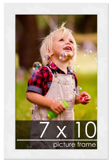 Poster Palooza 7x10 Frame White Solid Pine Wood Picture Frame   UV Acrylic, Foam Board Backing &amp; Hanging Hardware