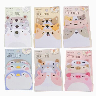 MIAO JIN 18PCS Animal Sticky Notes Cartoon Mini Sticker Bookmark Cute Cartoon Markers Flags in Different Shapes Index Tab Reminder Ticky Notes