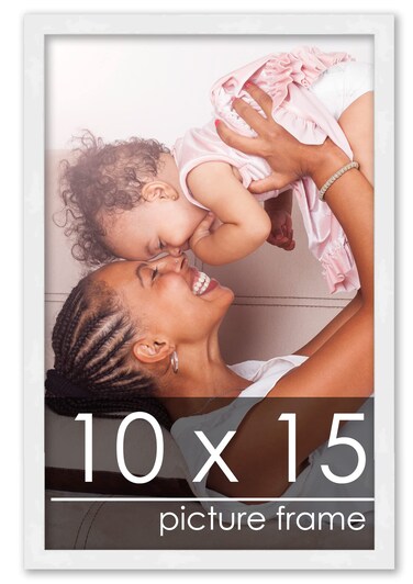 Poster Palooza 10x15 Frame White Solid Pine Wood Picture Frame   UV Acrylic, Foam Board Backing &amp; Hanging Hardware