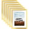 PEALSN 11x14 Picture Frame Set of 6, Display Pictures 8x10 with Mat or 11x14 Without Mat for Wall Mounting or Table Top Display, Photo Frames Collage for Wall Decor, Gold.