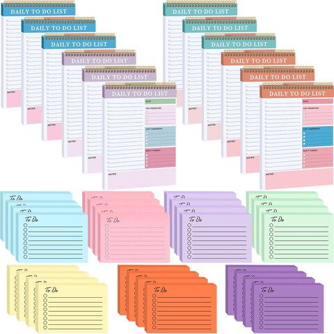 40 Pad to Do List Sticky Notes Notepad 2080 Sheets Daily Planner Note Pad and Self Sticky Note Pads 6.5&quot; x 10&#39;&#39; to Do Notepad for Work 3&quot; x 4&#39;&#39; Sticky Notes with Line for Fridge Home Office Studying