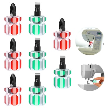 8 Pieces Sewing Machine Screwdriver Sewing Machine Tools Small Stubby Screwdriver with Flat Head and Cross Head for DIY Repairing Sewing Projects