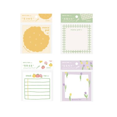 4 Pack to Do List Note pad,400 Sheets 3x3inch Cartoon Fruit Tulip Cookies Note Checklist Notepad Memo Pad for Fridge Office Daily Shopping List Notepad Work Planner
