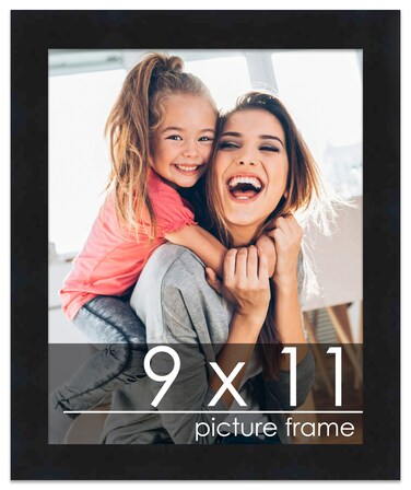 Poster Palooza 9x11 Frame Black Solid Wood Picture Frame   0.75 Inch Moulding Width   Includes UV Acrylic Plexiglass, Foam Board Backing &amp; Hanging Hardware