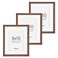 Solid Oak Wood Frame 8x10, 8 x 10 Frame Set of 3, 8"x10" Photo Frames with Stand, 8 by 10 Frame for Wall &amp; Tabletop Display, 8x10 Wood Frame, Walnut Color