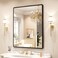 pertetey New Upgrade 24X36 Inch Wall Mounted Bathroom Mirror, Black Metal Frame Rounded Rectangle Mirror, Bathroom Vanity Mirror with Tempered Glass for Washroom Bedroom Living Room