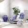Hushee Set of 4 Small Blue and White Vase Porcelain Vases Blue Chinoiserie Decor Porcelain Ginger Jars for Home Decor Chinoiserie Vase for Bedroom Living Room Console Table Accent Shelf Tabletop Decor