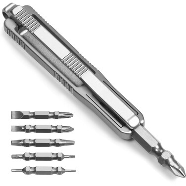 Autuveen Titanium EDC Tools Pocket Screwdriver,10 in 1 Multi Keychain Screwdriver Set with Double Ended Bits,Magnetic Repair Multitool for Daily Home Improvement Use